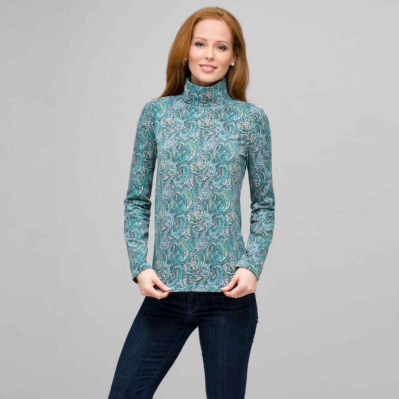 Paisley Turtleneck Top, Multi, large image number 0